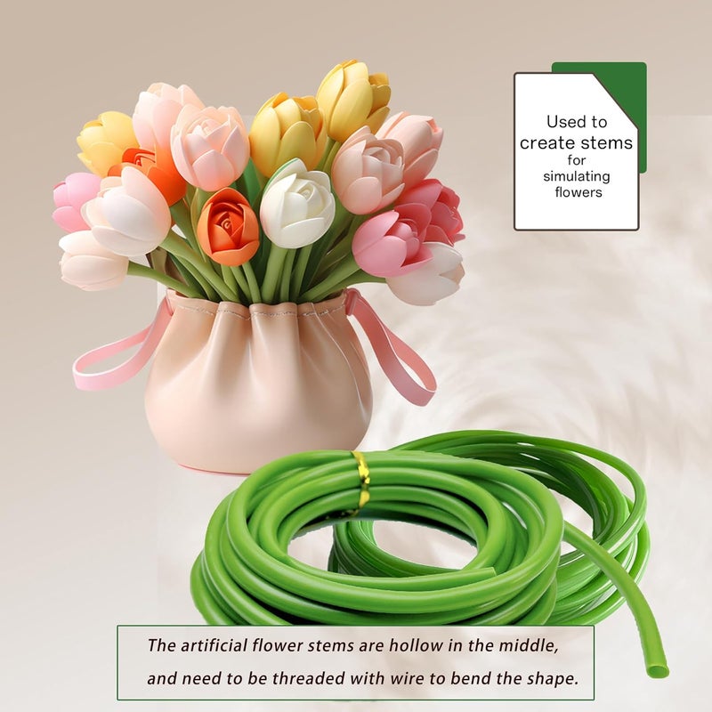 Threemonkys (2PCS)1 roll of green tubular flower stems wrap, 192 inches (about 500 cm) in length, used to thicken artificial flower, DIY wedding bouquet (4.5MM) - Image 5
